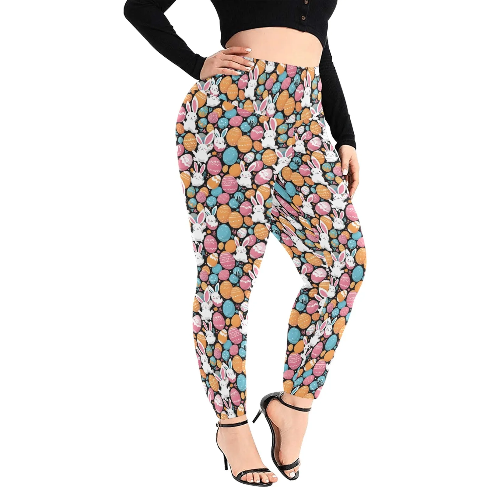 Fun Bunny Women's Plus Size High Waited Leggings Women's High Waist Leggings(Plus Size)(ModelL45)