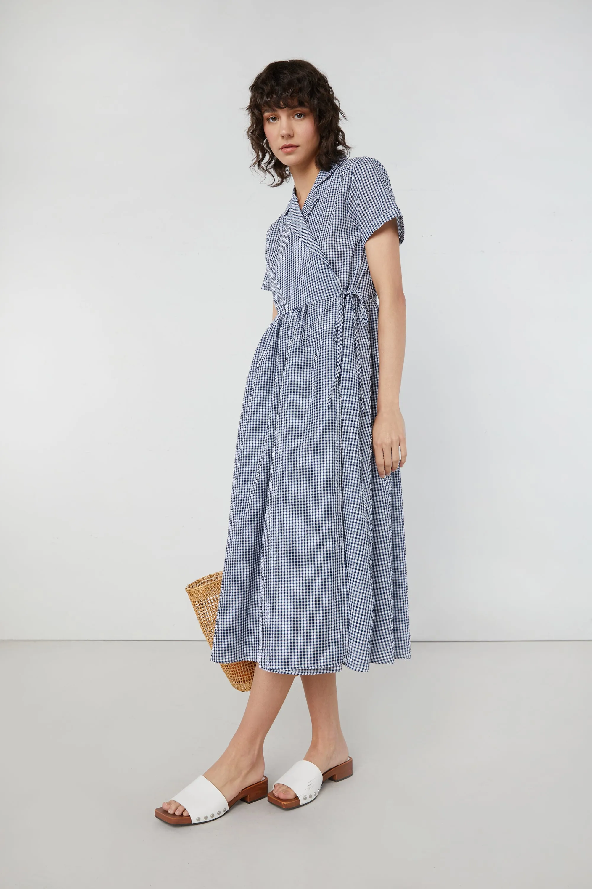 GINGHAM WRAP DRESS