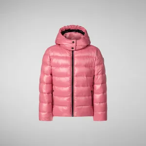 Girls' animal free puffer jacket Evadine in bloom pink
