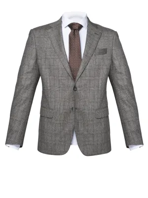 Grey Prince of Wales Wool Blazer by Primatist Marlane