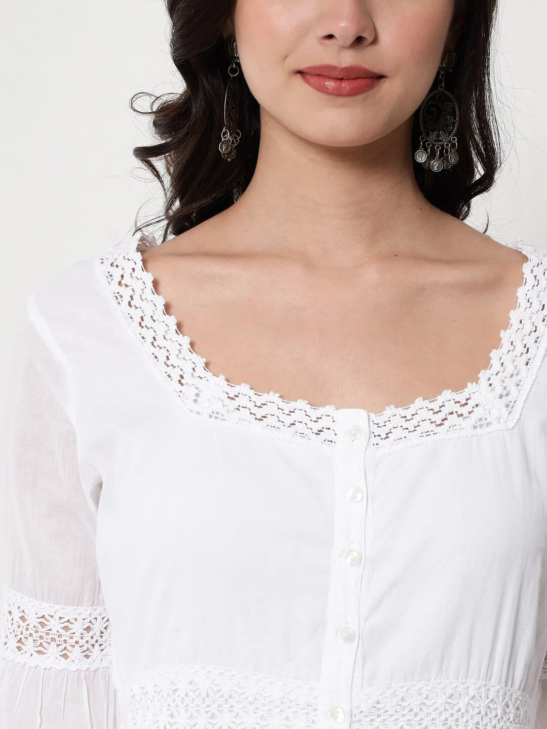 Hand Embroidered Women  Chikankari Cotton Tunic-PC2133