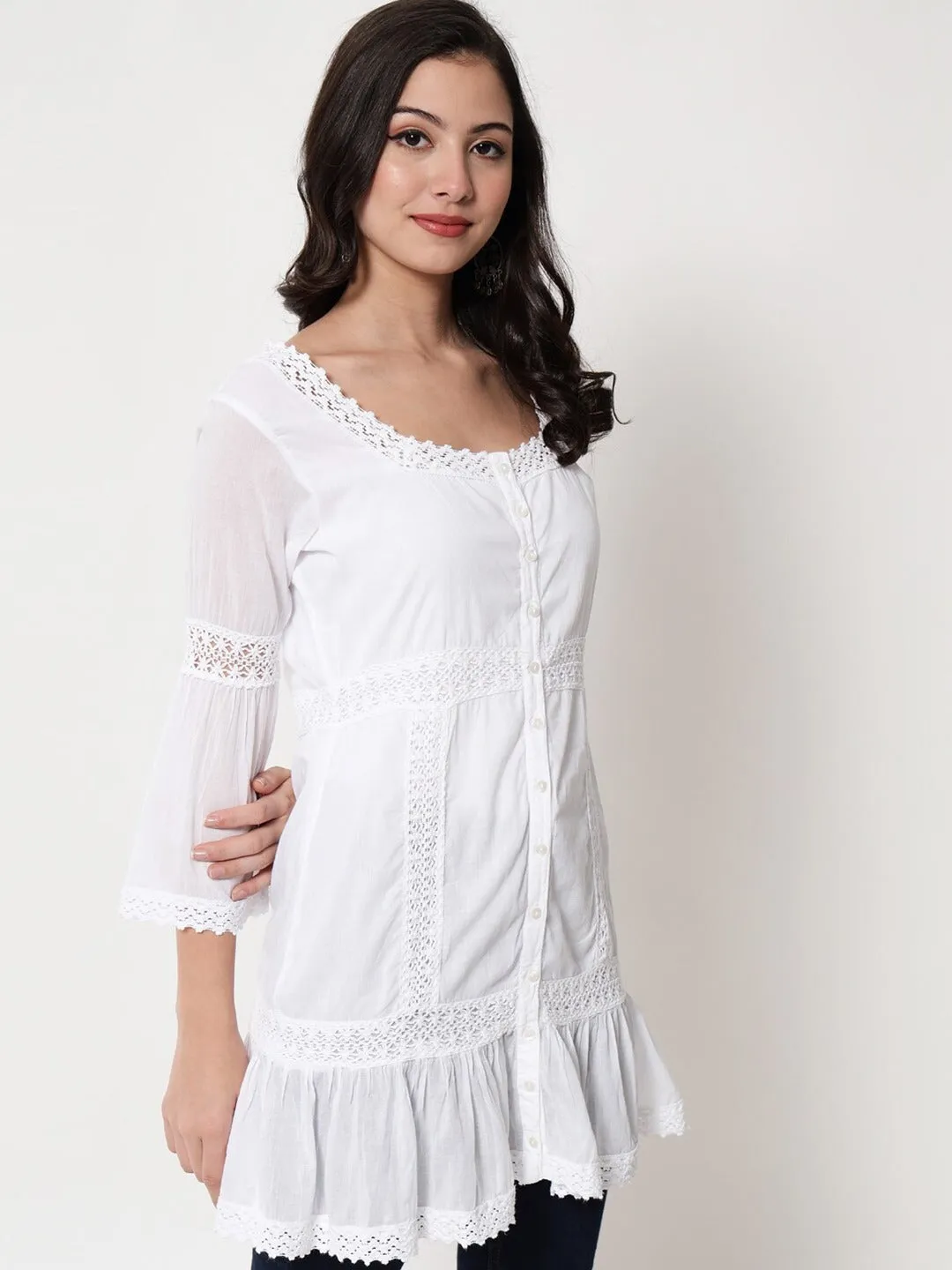 Hand Embroidered Women  Chikankari Cotton Tunic-PC2133
