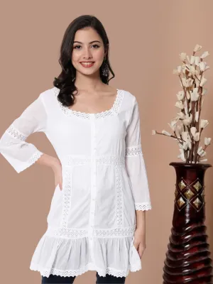 Hand Embroidered Women  Chikankari Cotton Tunic-PC2133