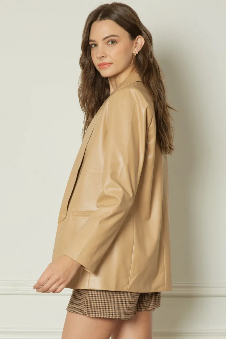 Happy Hour Faux Leather Blazer