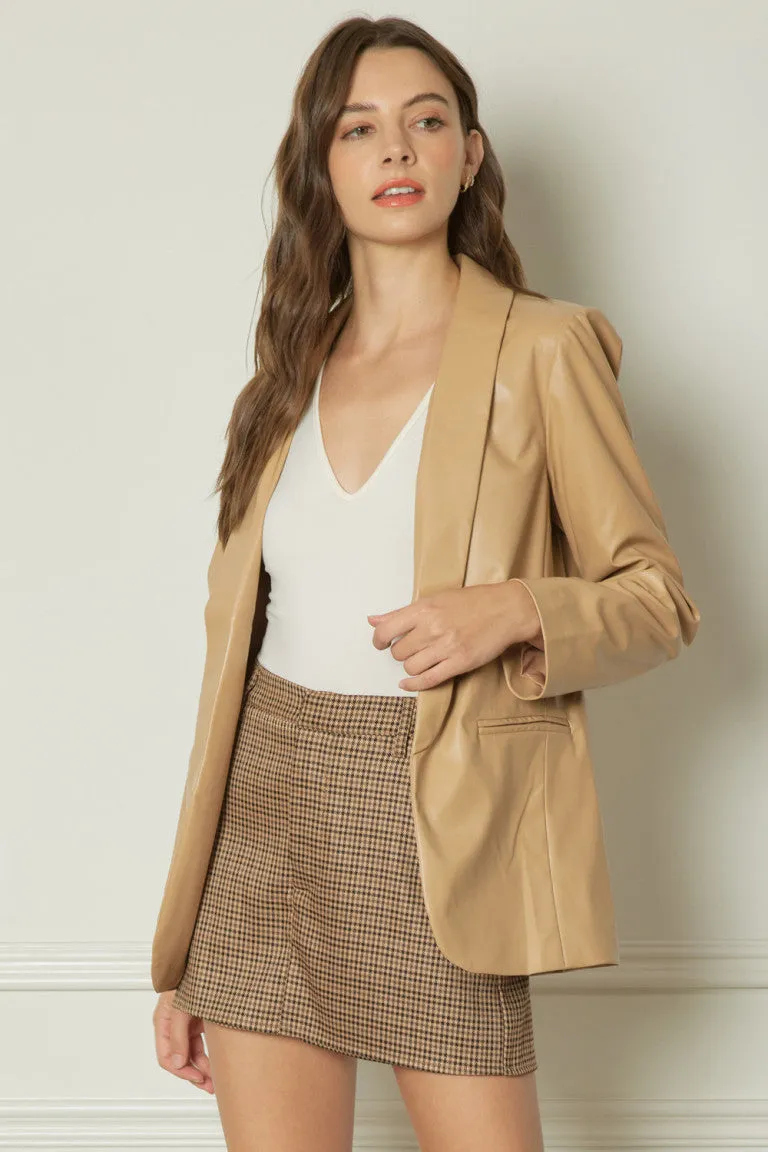 Happy Hour Faux Leather Blazer