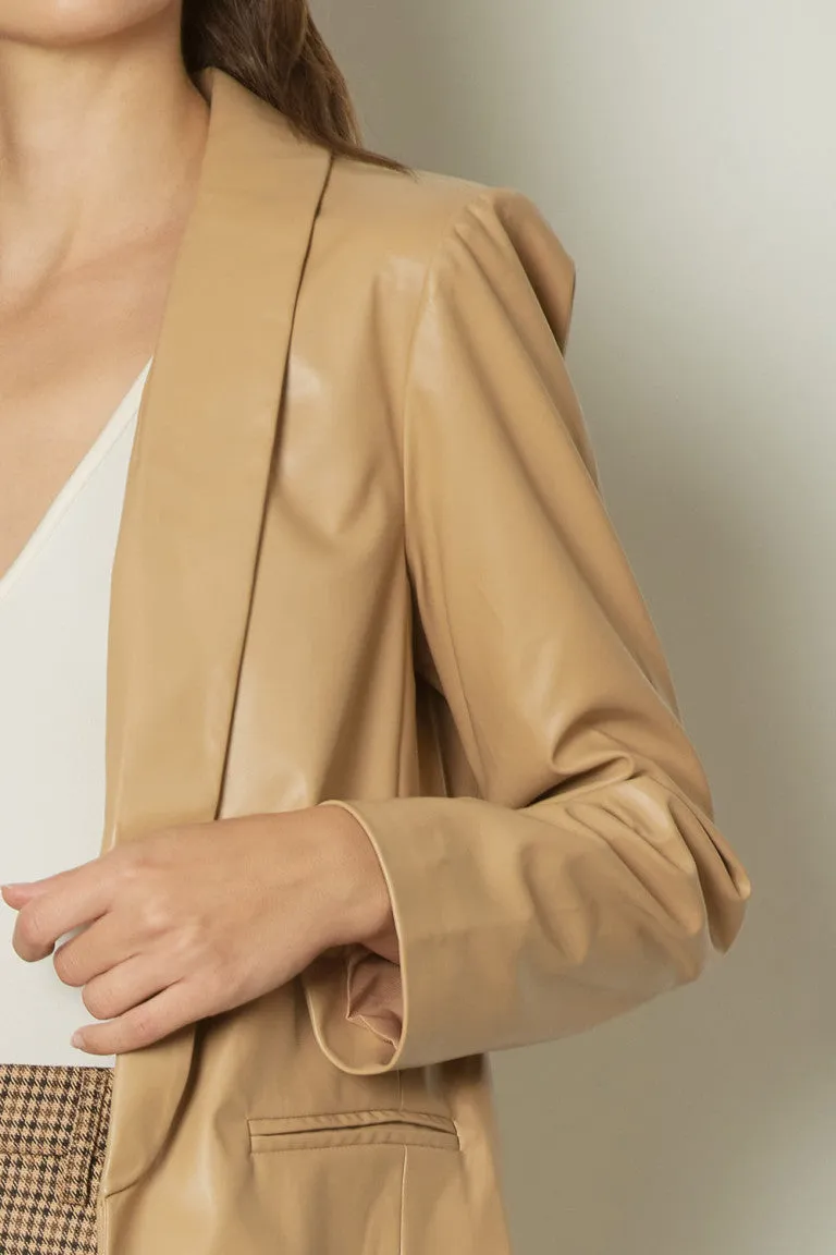 Happy Hour Faux Leather Blazer