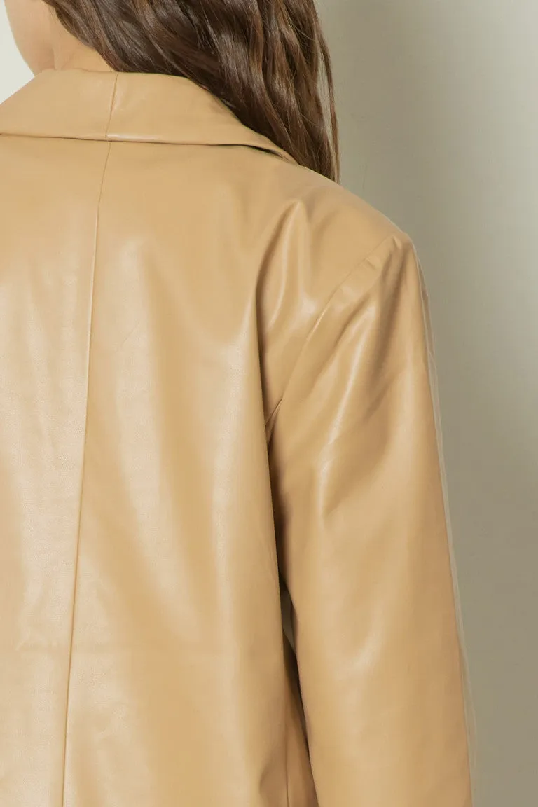 Happy Hour Faux Leather Blazer