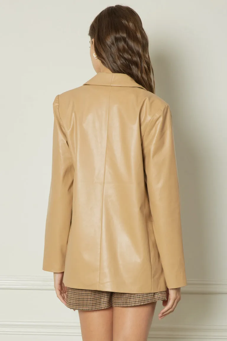 Happy Hour Faux Leather Blazer