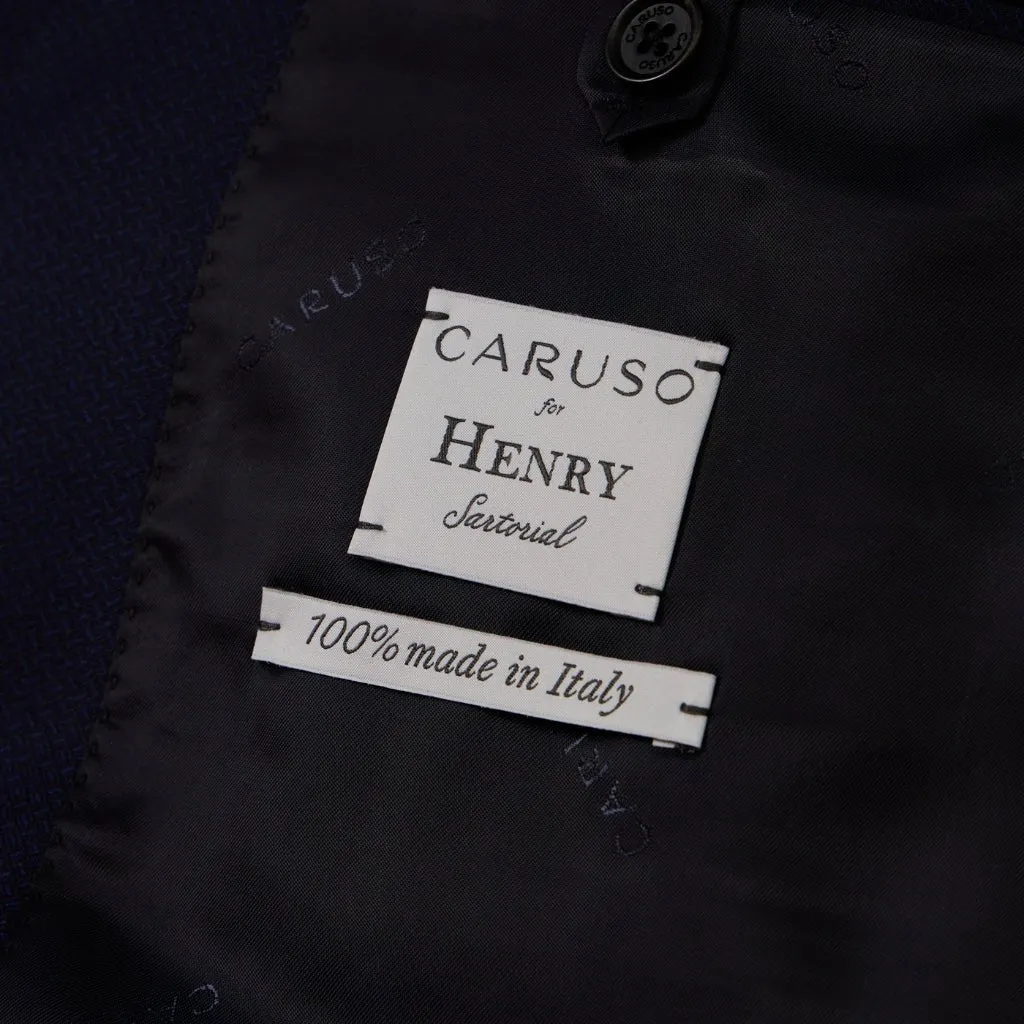 HENRY SARTORIAL X CARUSO Peak Lapel Blazer NAVY REG