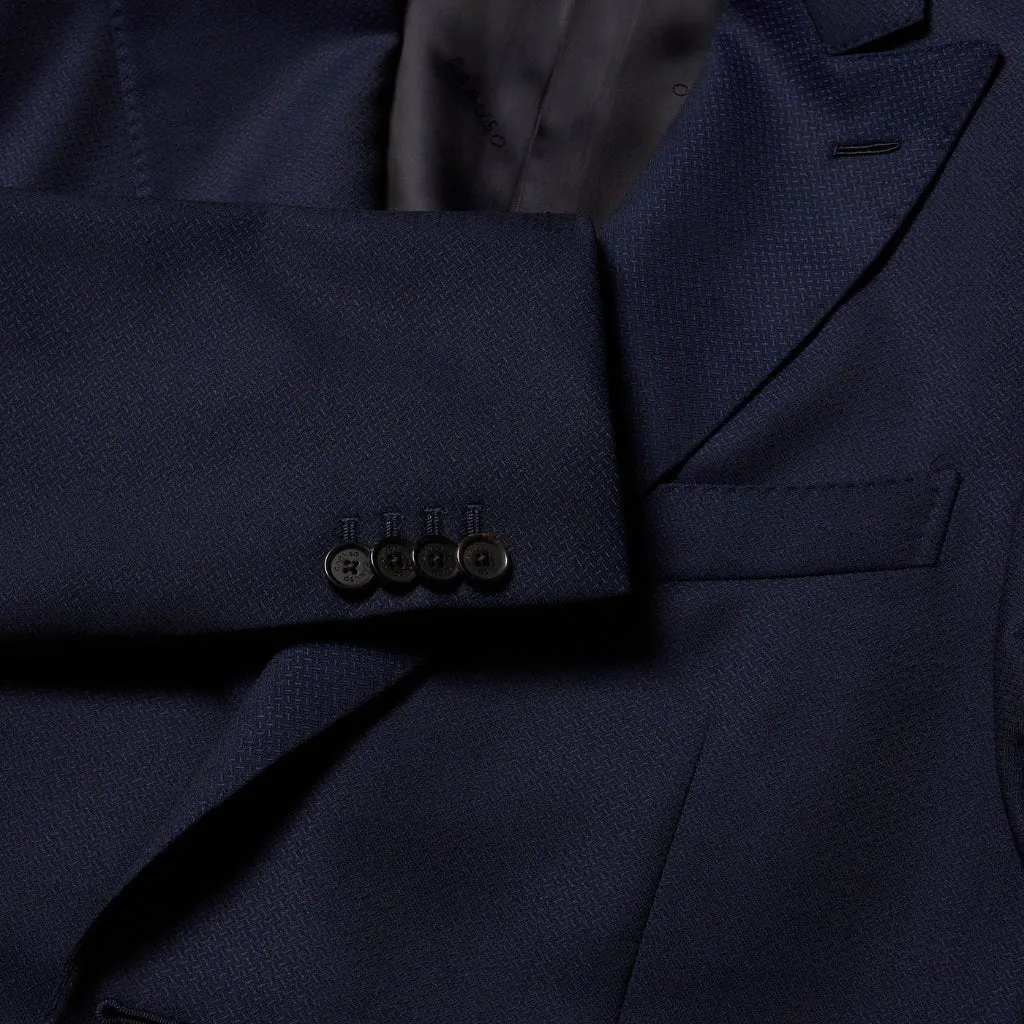 HENRY SARTORIAL X CARUSO Peak Lapel Blazer NAVY REG