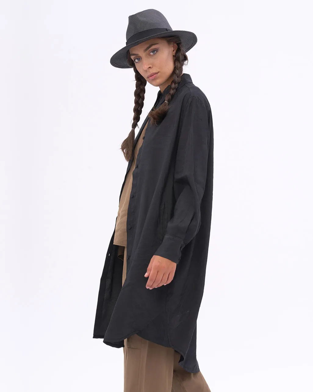 Hi-Lo Hem Button Up Shirtdress