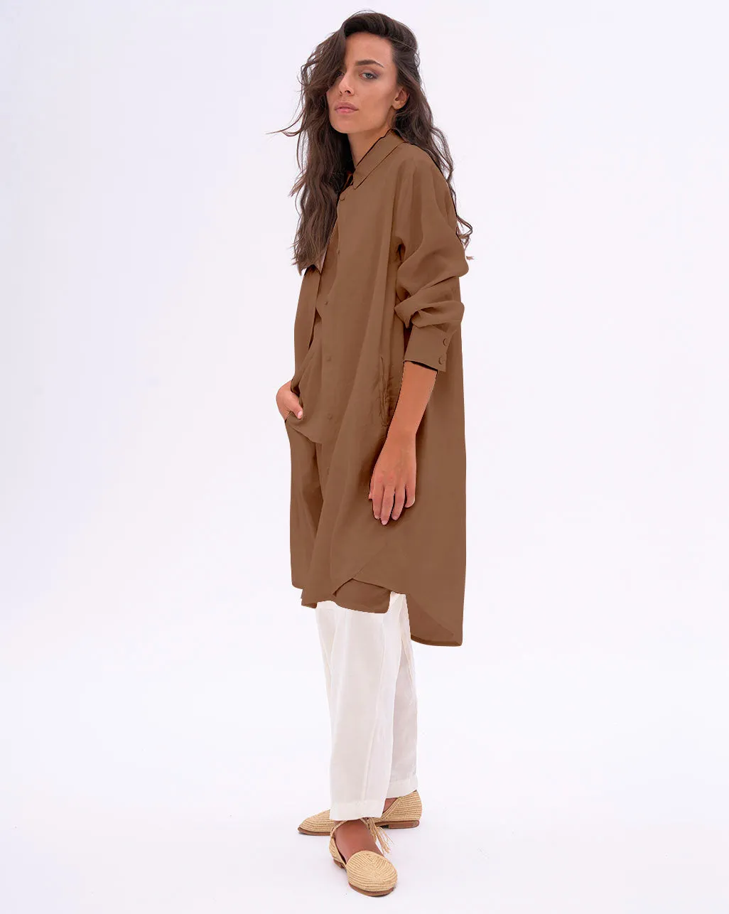 Hi-Lo Hem Button Up Shirtdress
