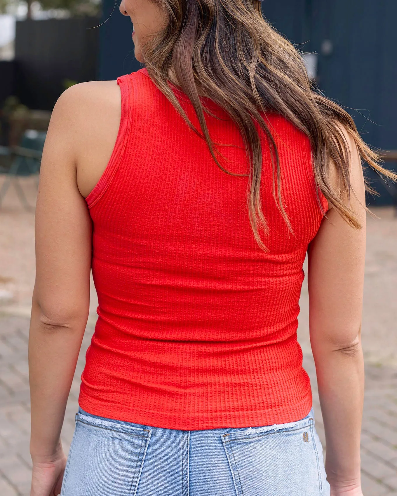 High Neck Cardinal Red Brami Tank