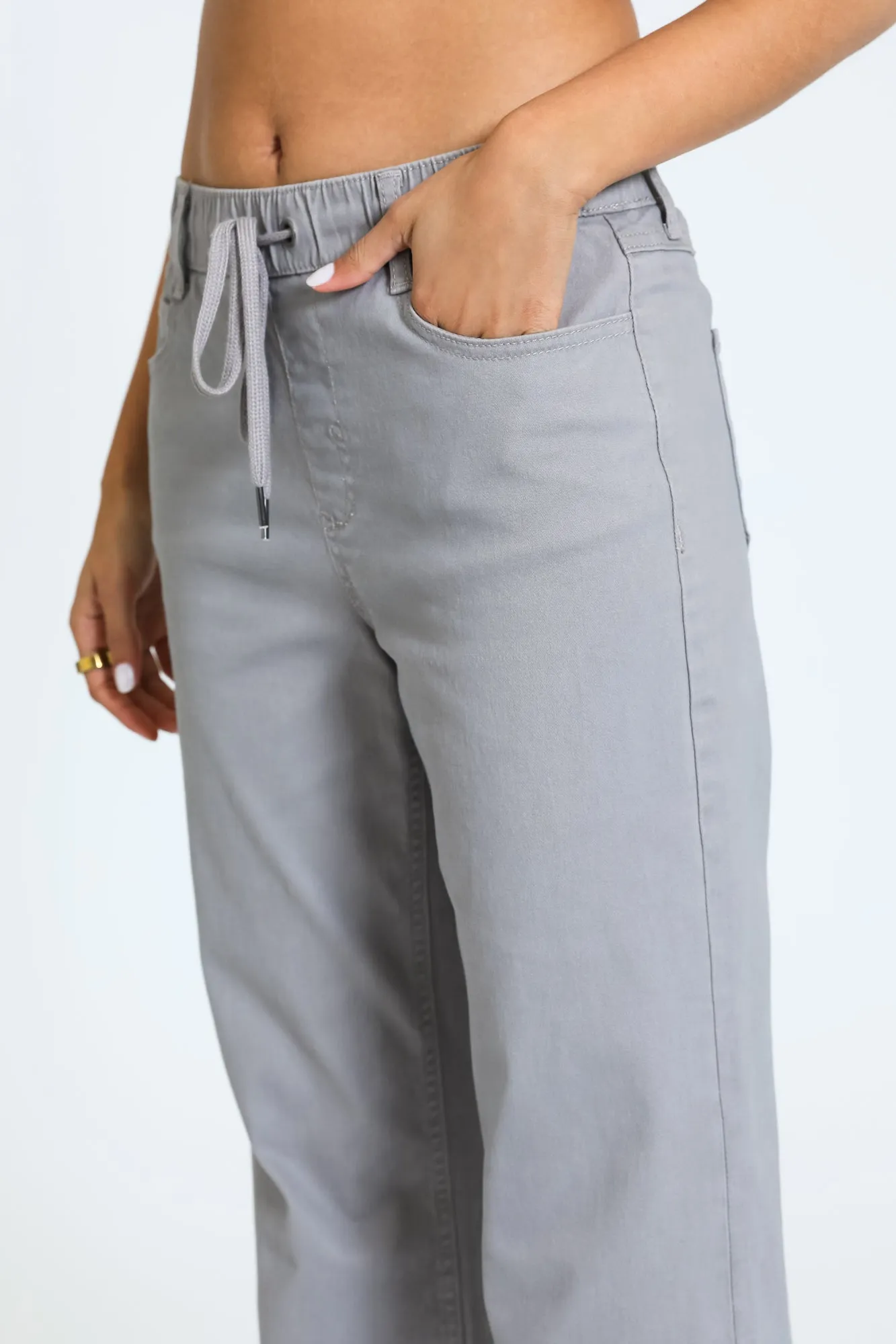 HIGH RISE WIDE LEG PANT - MINK ENZYME