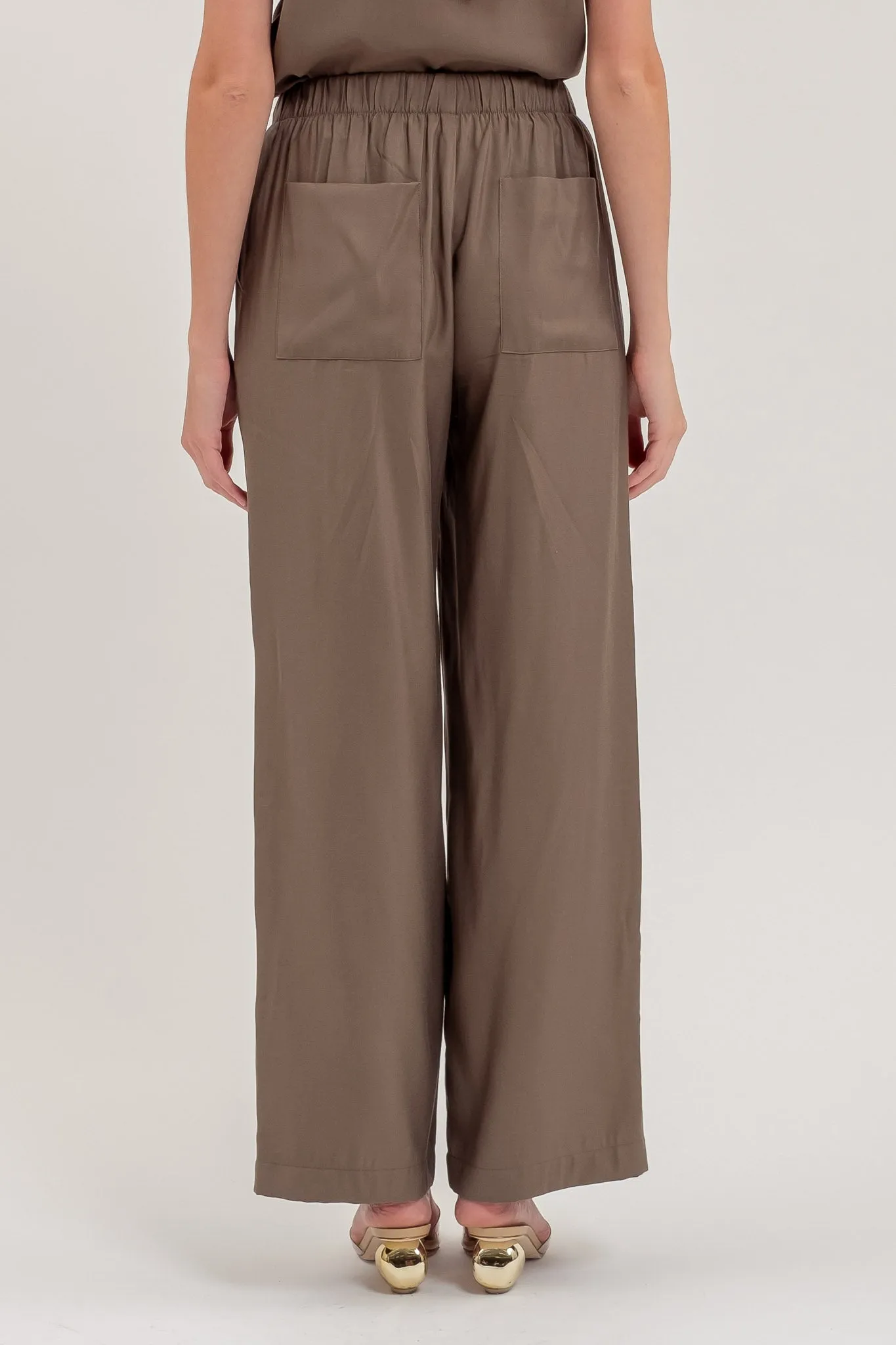 HIGH WAIST DRAWSTRING STRAIGHT LEG PANTS