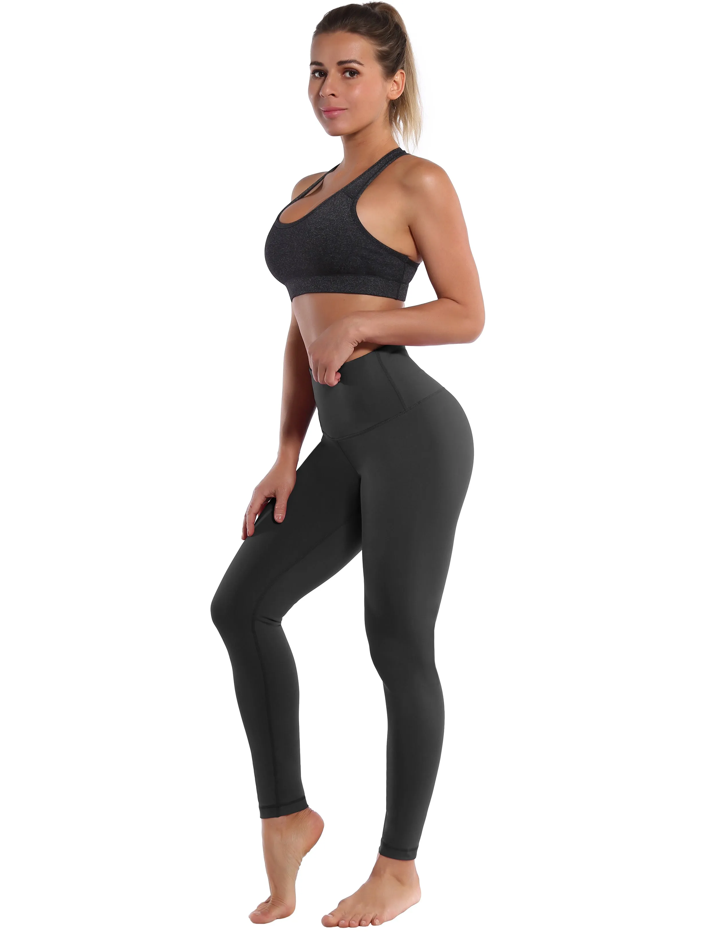 High Waist Plus Size Pants shadowcharcoal_Plus Size