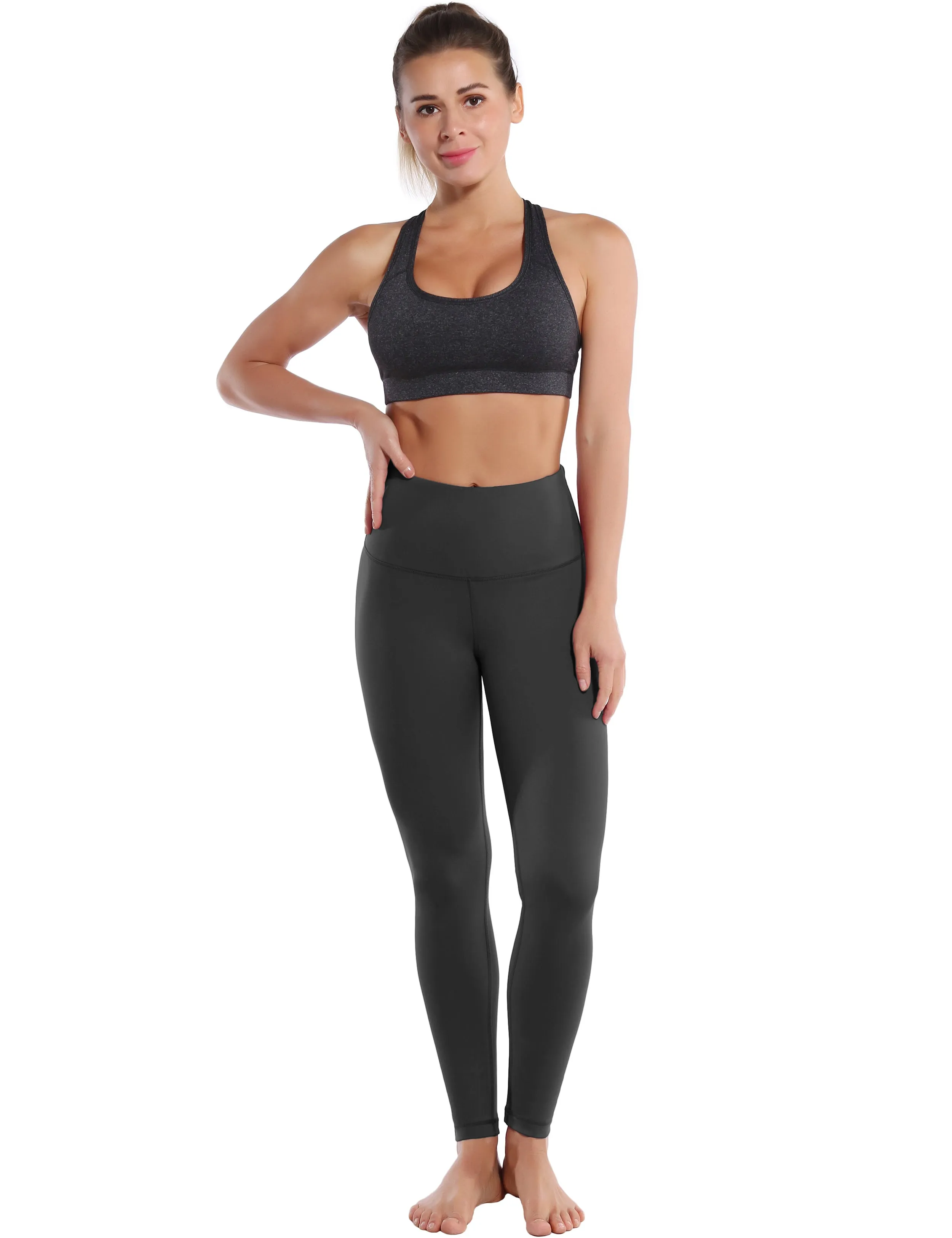 High Waist Plus Size Pants shadowcharcoal_Plus Size