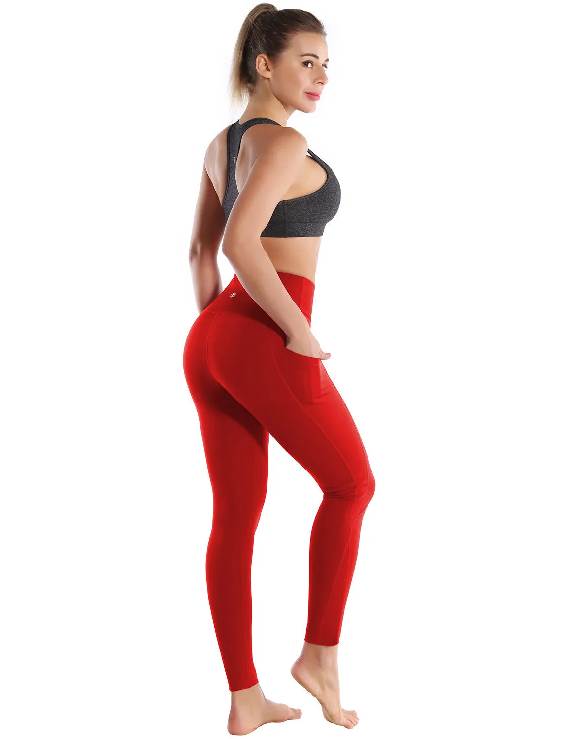 High Waist Side Pockets Golf Pants scarlet_Golf