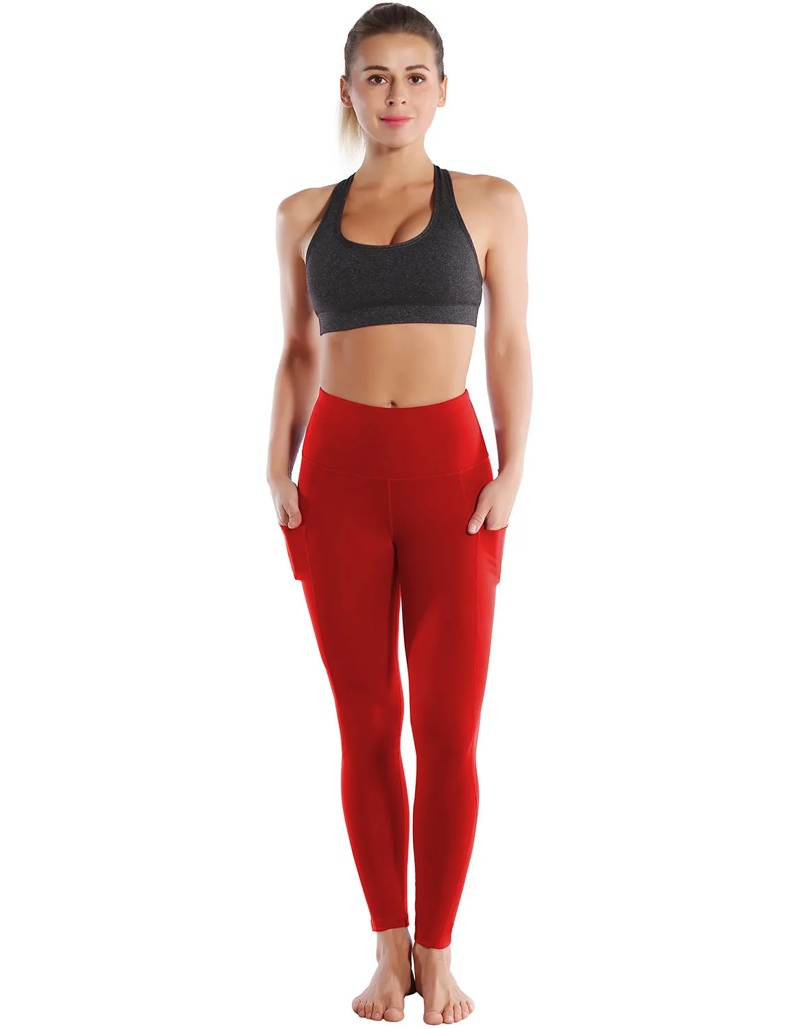 High Waist Side Pockets Golf Pants scarlet_Golf