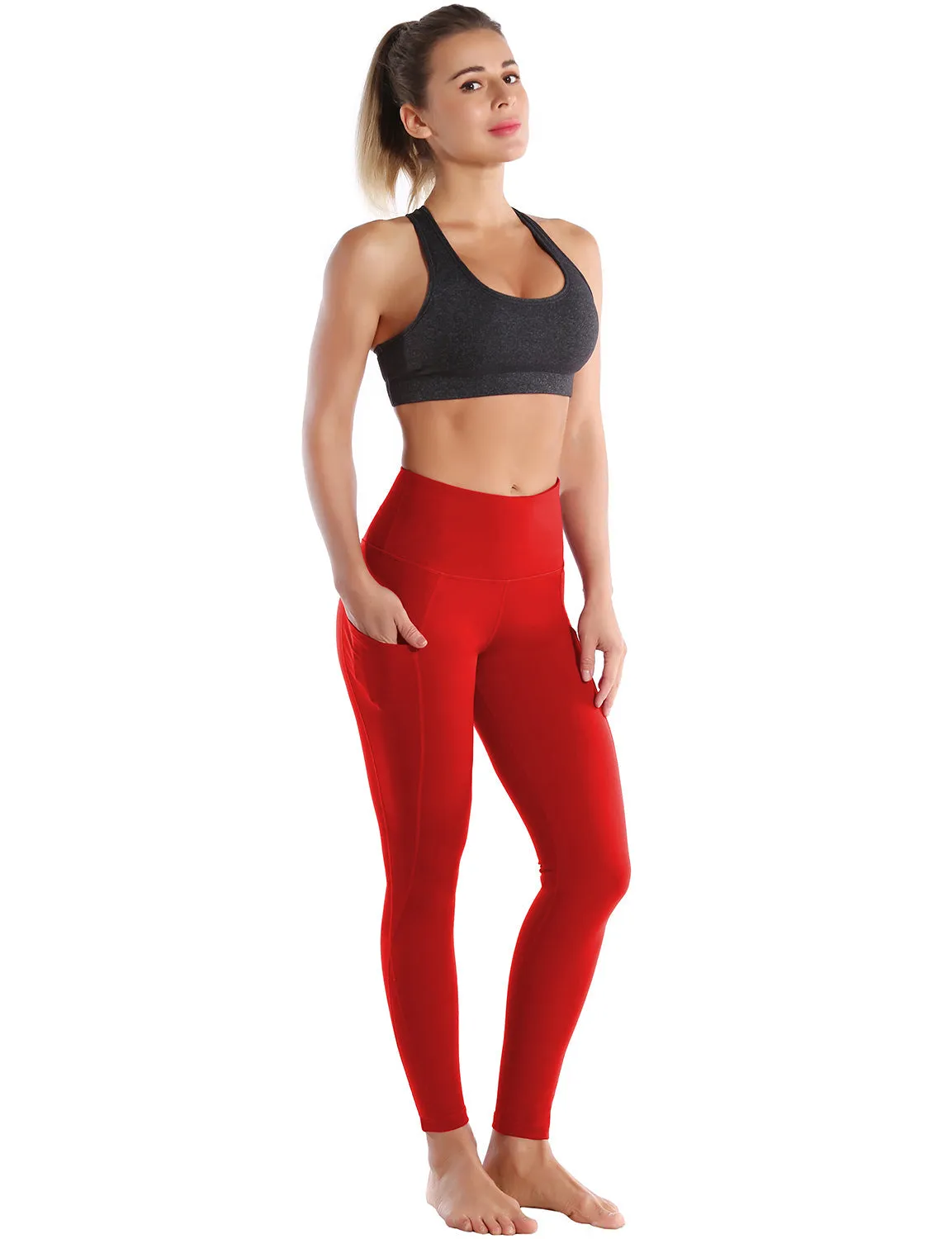 High Waist Side Pockets Golf Pants scarlet_Golf