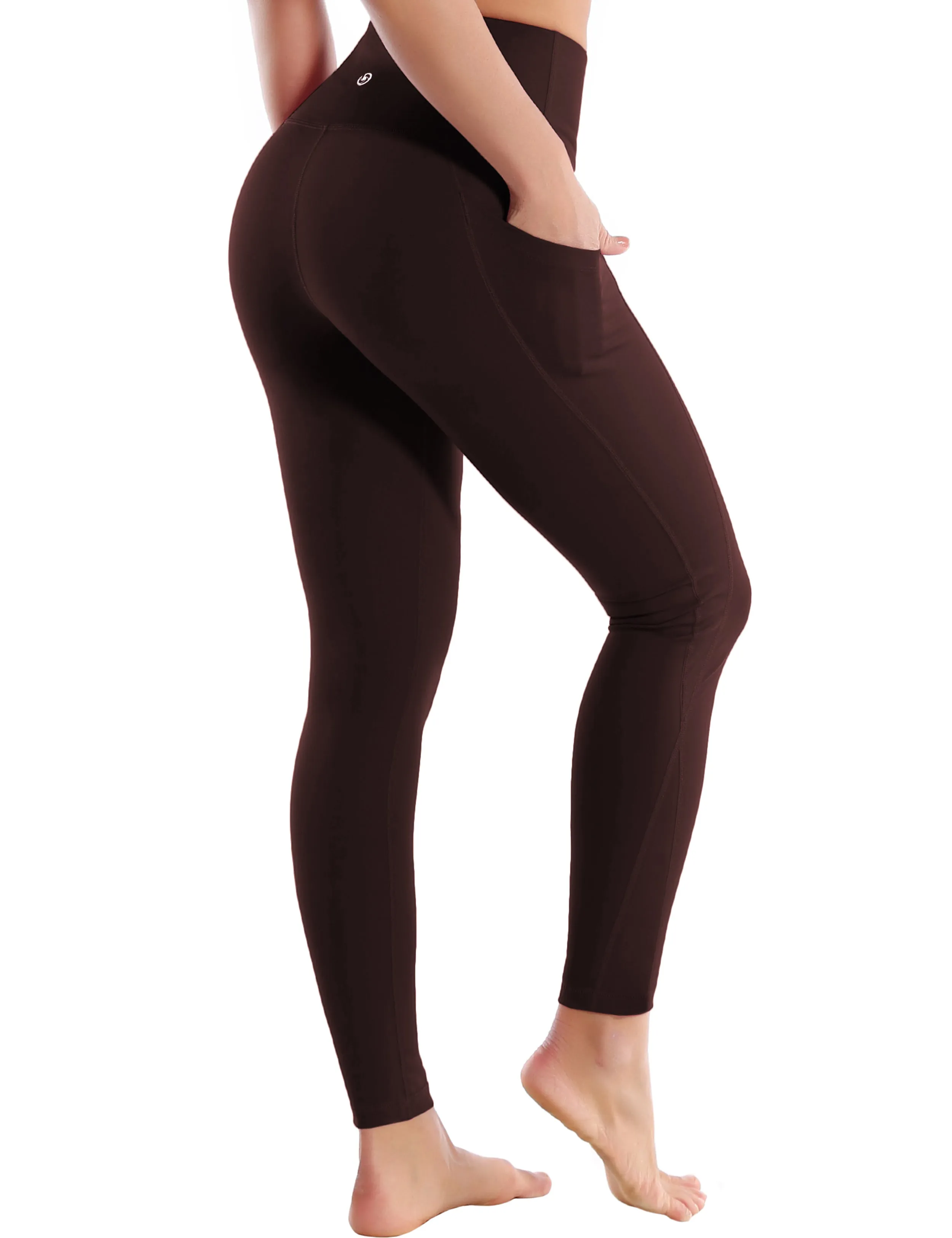 High Waist Side Pockets yogastudio Pants mahoganymaroon_yogastudio