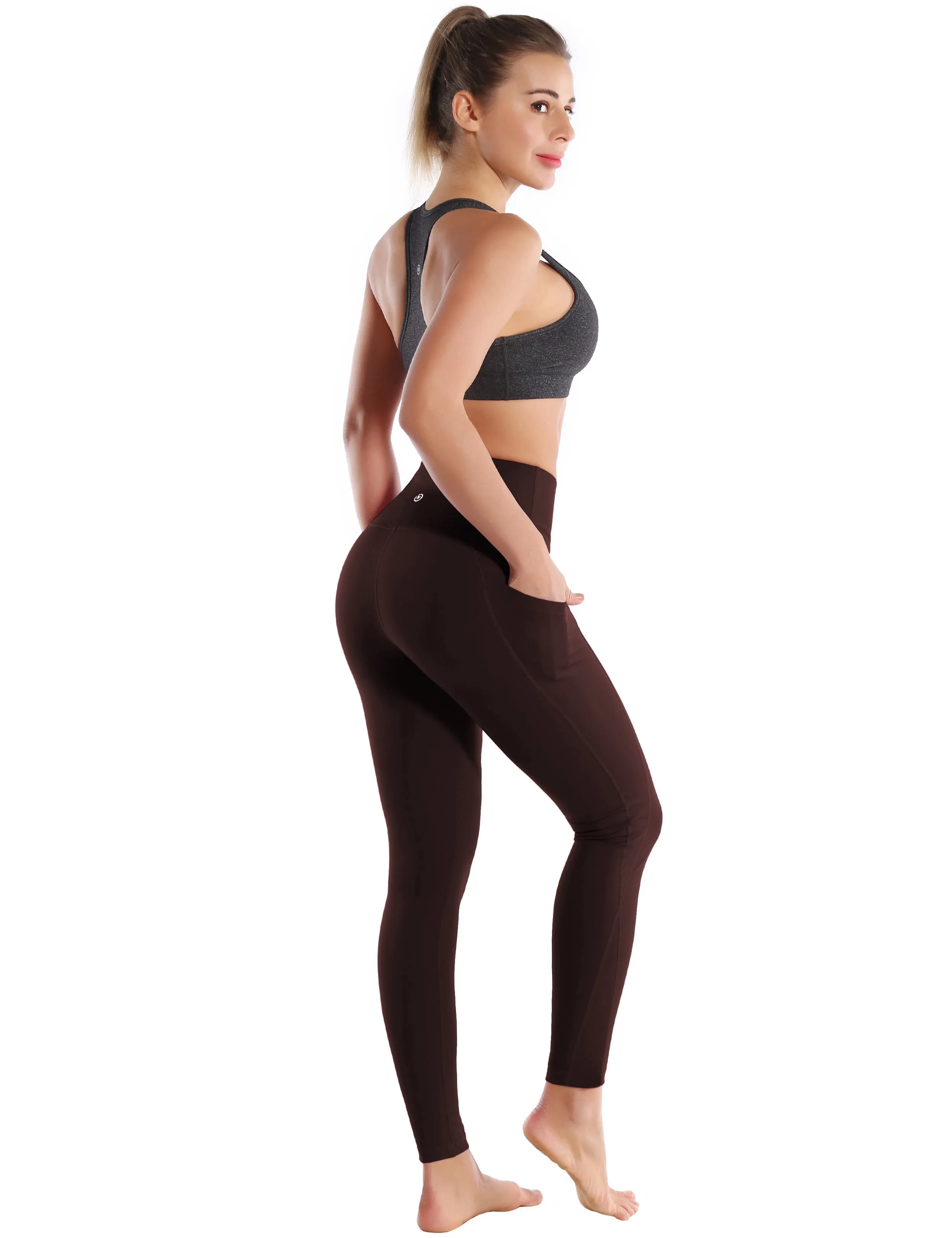 High Waist Side Pockets yogastudio Pants mahoganymaroon_yogastudio