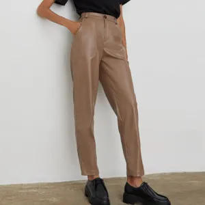 High Waist Straight Leg Faux Leather Pants