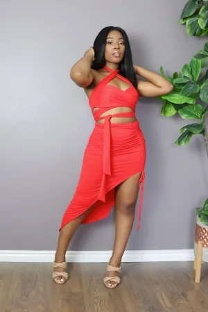 HOT GIRL SUMMER Top & Skirt Set in Red