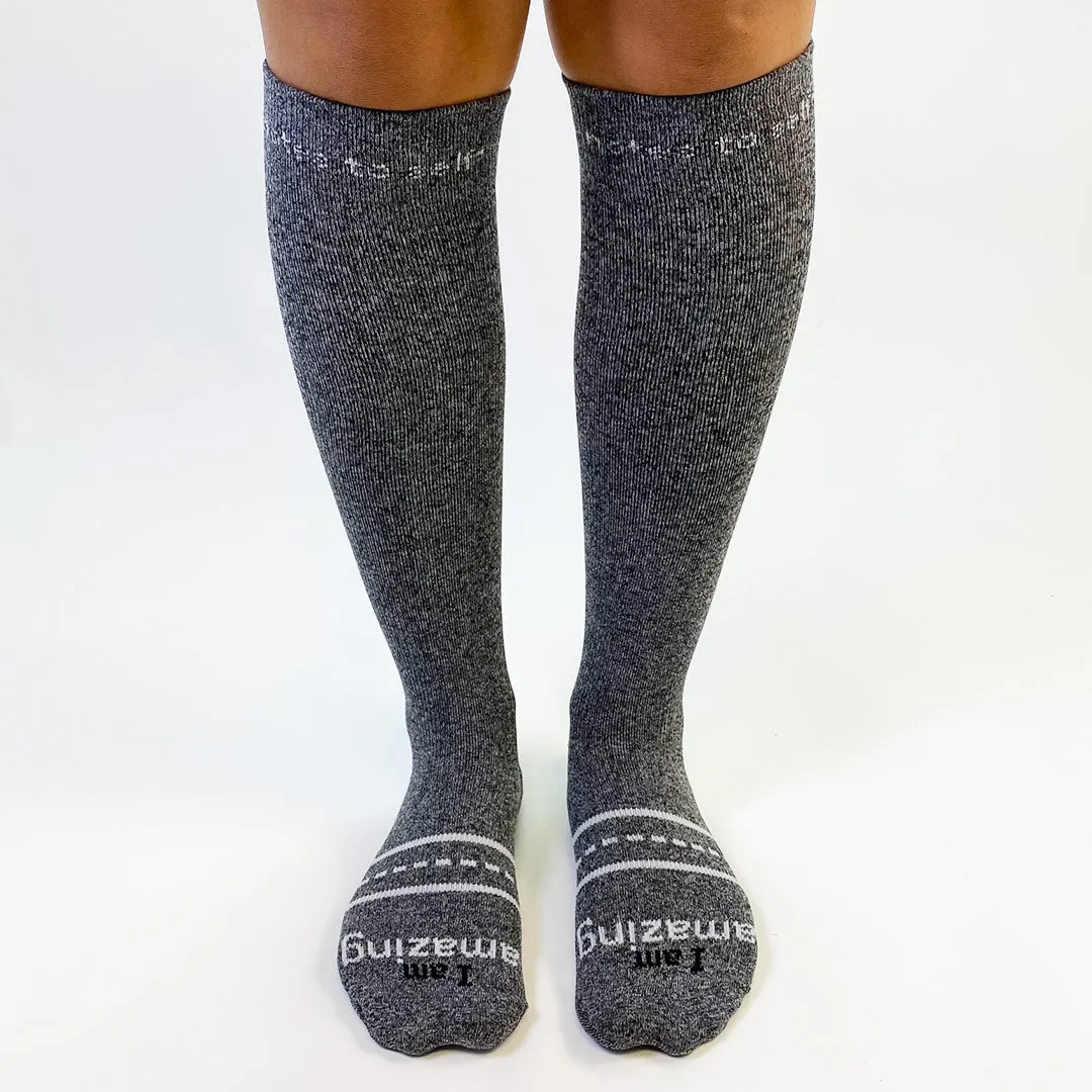 I am amazing® COMPRESSION SOCKS, grey marl knee high, 15-20 mmHg