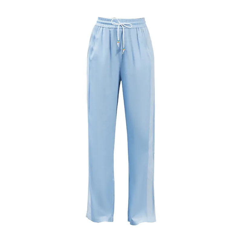 Ice Silk Denim Pants Women Summer Cooling High Waist Straight Ultra-Thin Drape Loose Wide Leg Pants Floor Length Long Pants