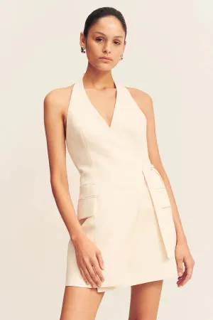 irena tailored wrap mini dress - rice