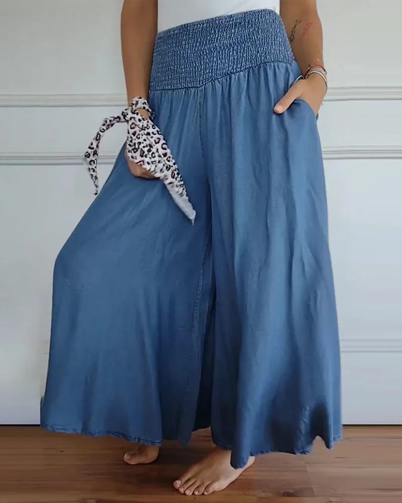 Ivyshape | Casual High Waist Wide Leg with Pockets