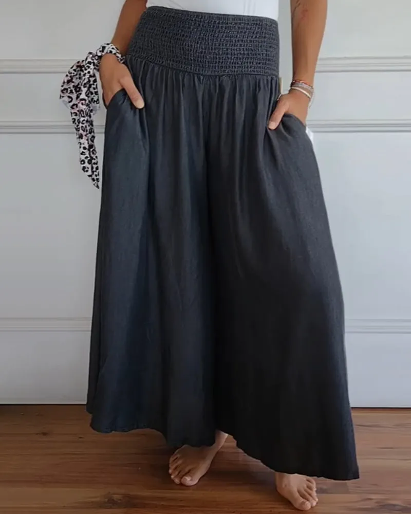 Ivyshape | Casual High Waist Wide Leg with Pockets