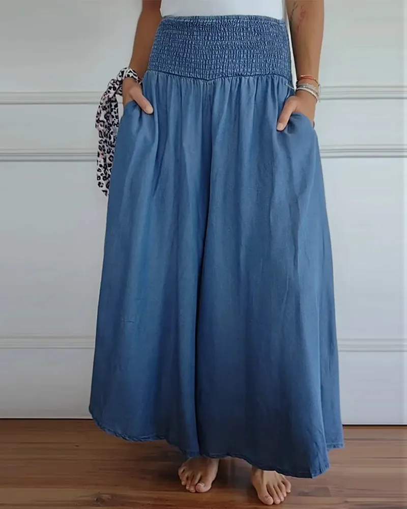 Ivyshape | Casual High Waist Wide Leg with Pockets