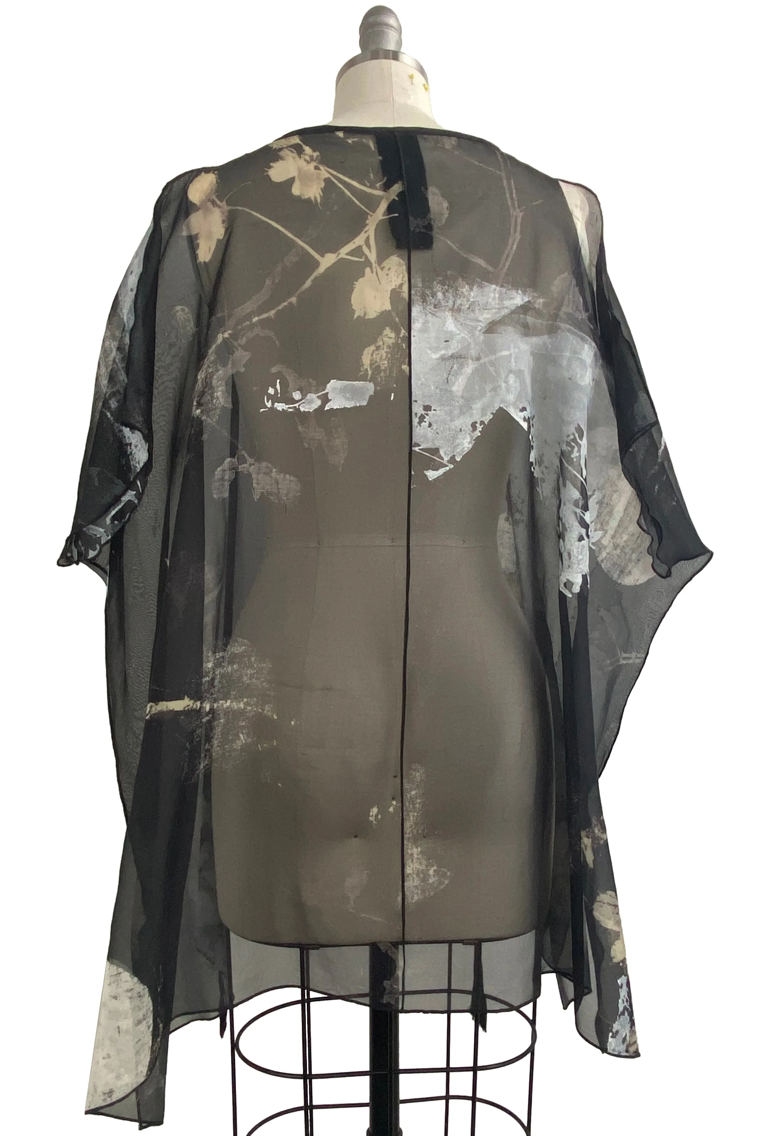 Jo Top Silk Organza w/ Bramble Print - Black & White