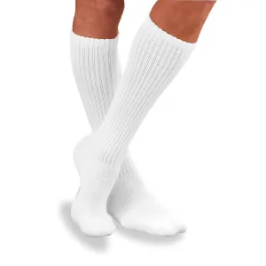 JOBST SensiFoot Diabetic Compression Socks, Knee High, White, Closed Toe, Medium