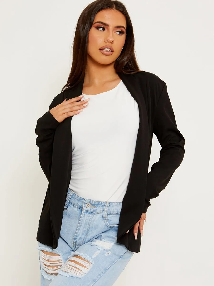 Kris Textured Open Blazer In Black