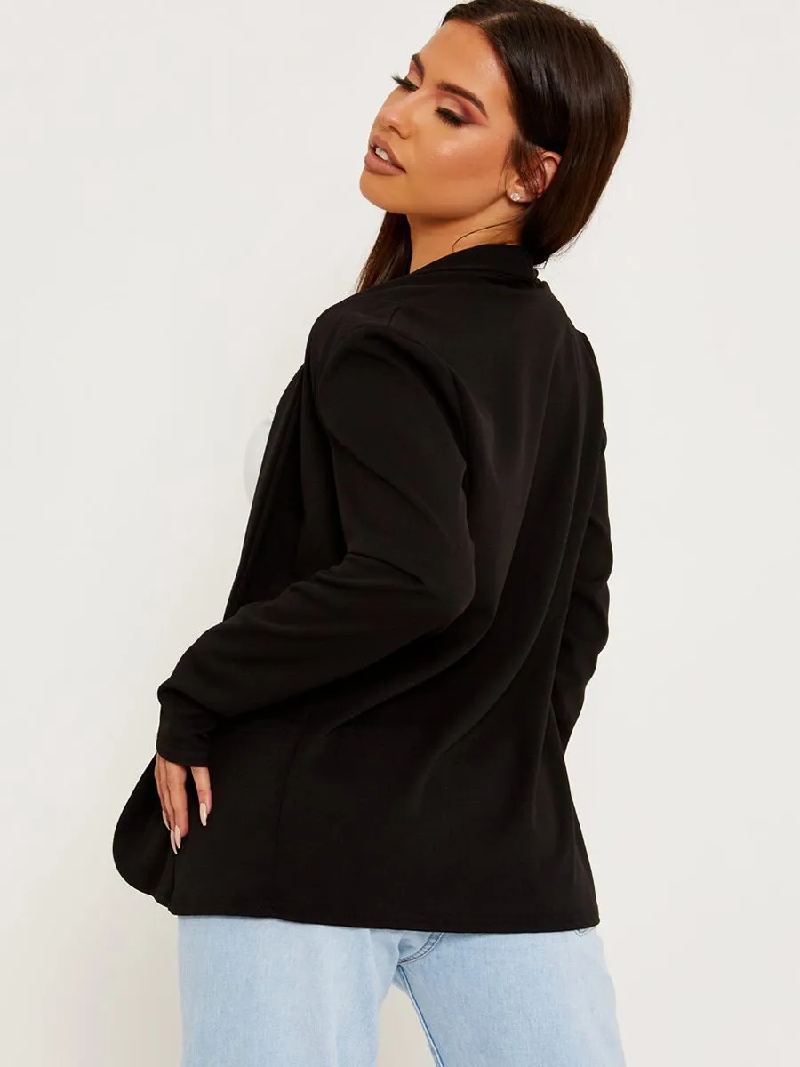 Kris Textured Open Blazer In Black