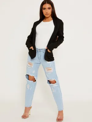 Kris Textured Open Blazer In Black