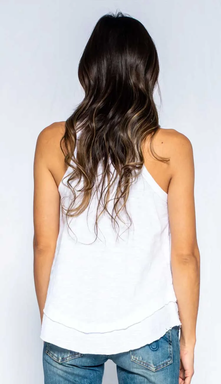 Lace Front Tank with Mock Hem