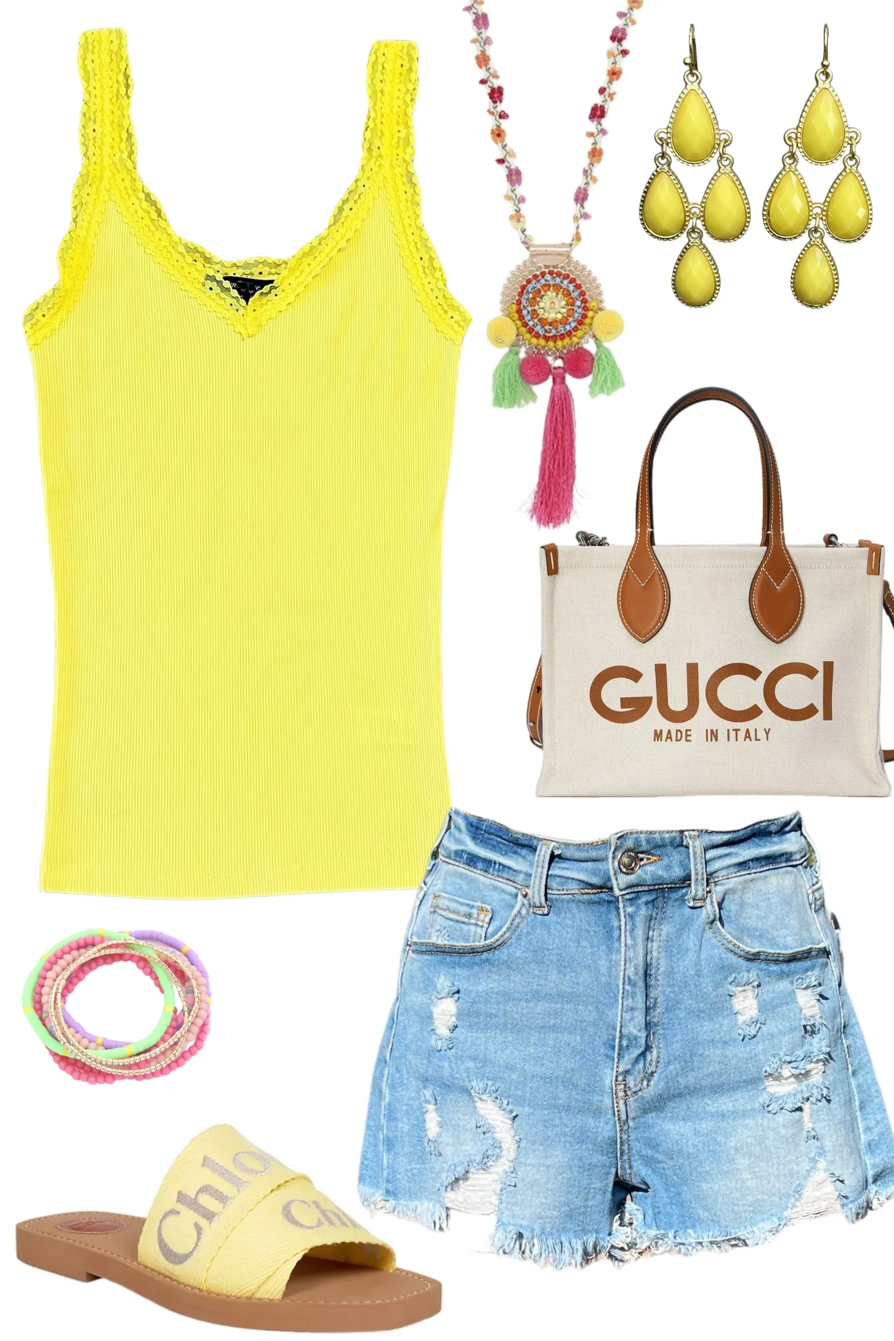 Lace Ribbed V-Neck Tank