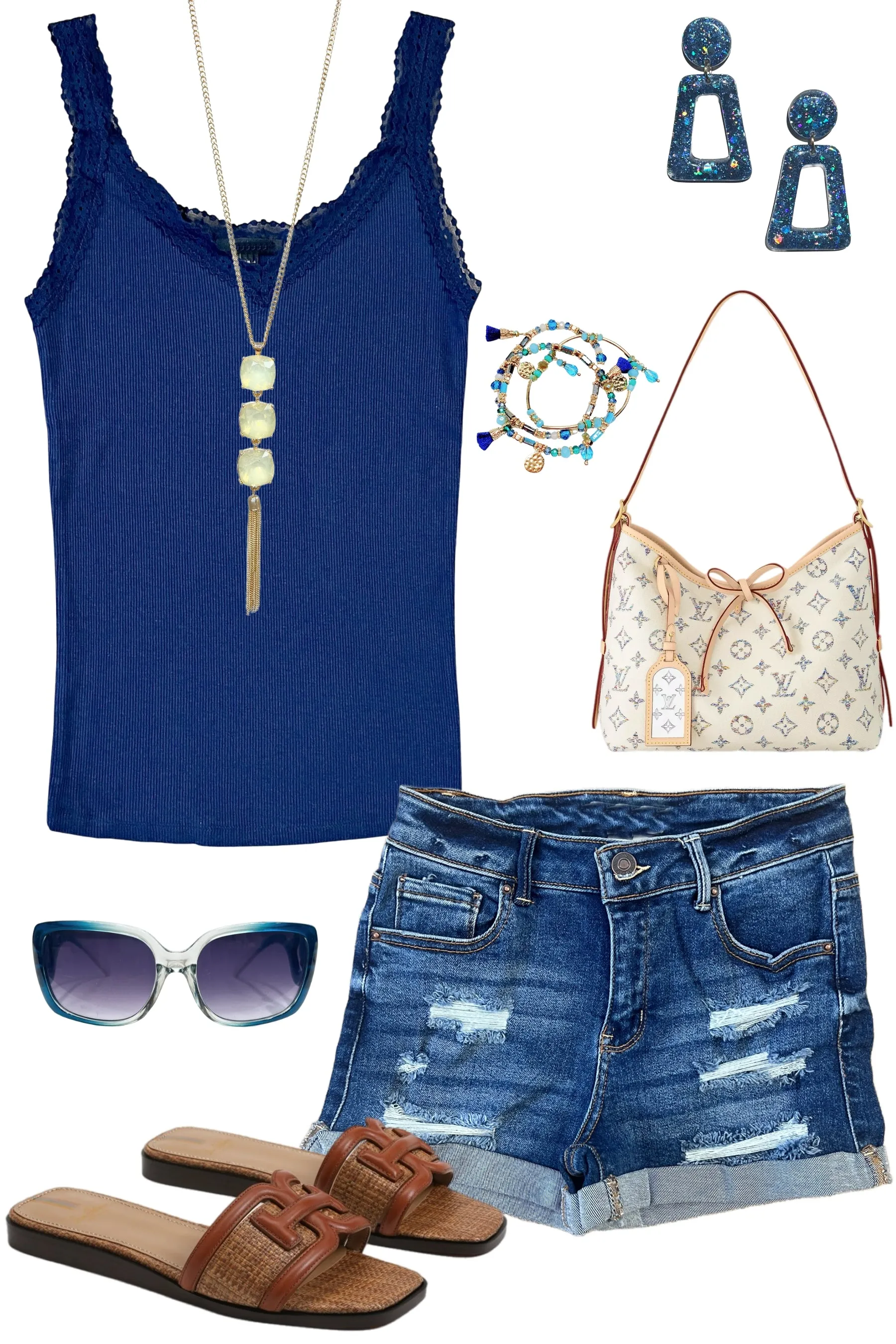 Lace Ribbed V-Neck Tank