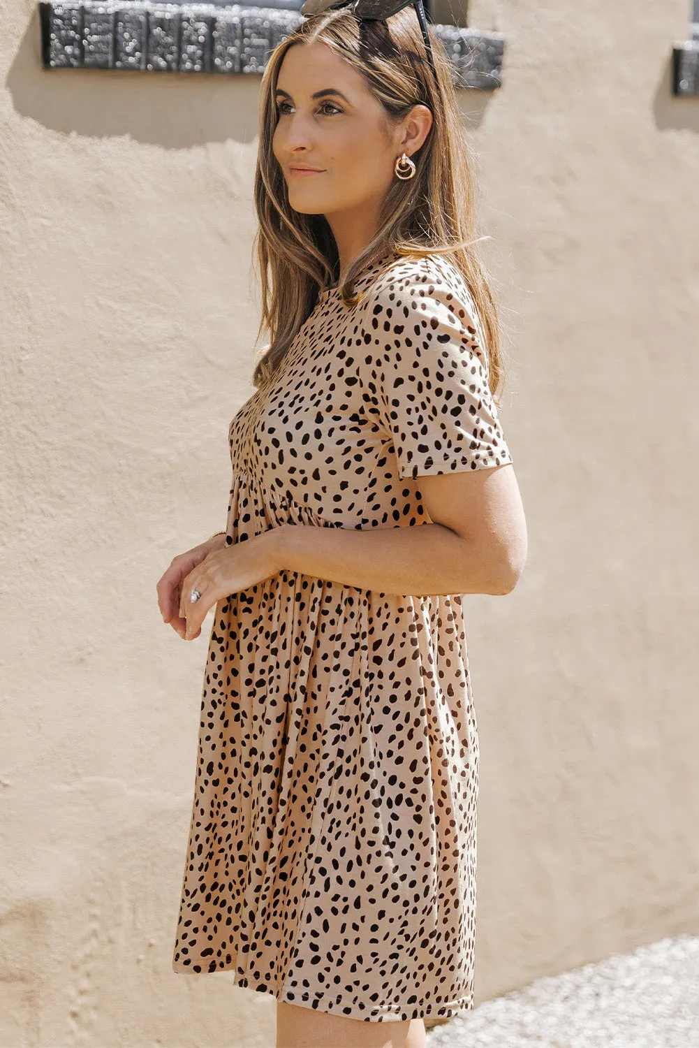 Laney Short Sleeve Leopard Tunic T-shirt Dress