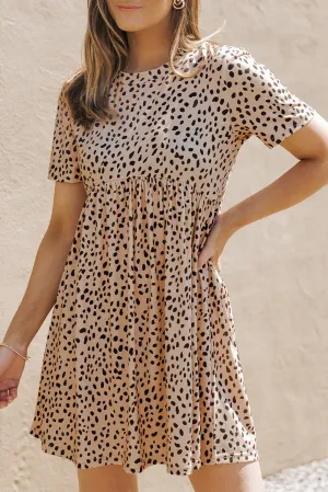 Laney Short Sleeve Leopard Tunic T-shirt Dress