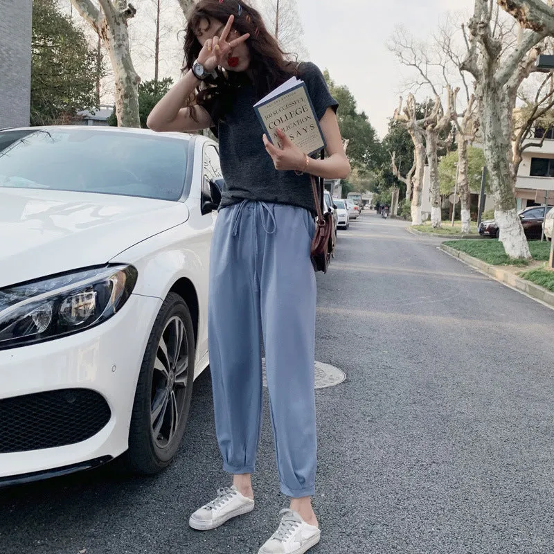 Lantern Pants Women Summer Thin Korean Loose All-Matching Harem Student High Waist Chiffon Carrot Pants