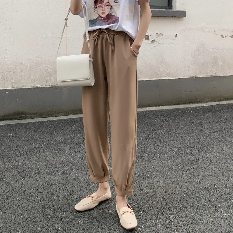 Lantern Pants Women Summer Thin Korean Loose All-Matching Harem Student High Waist Chiffon Carrot Pants