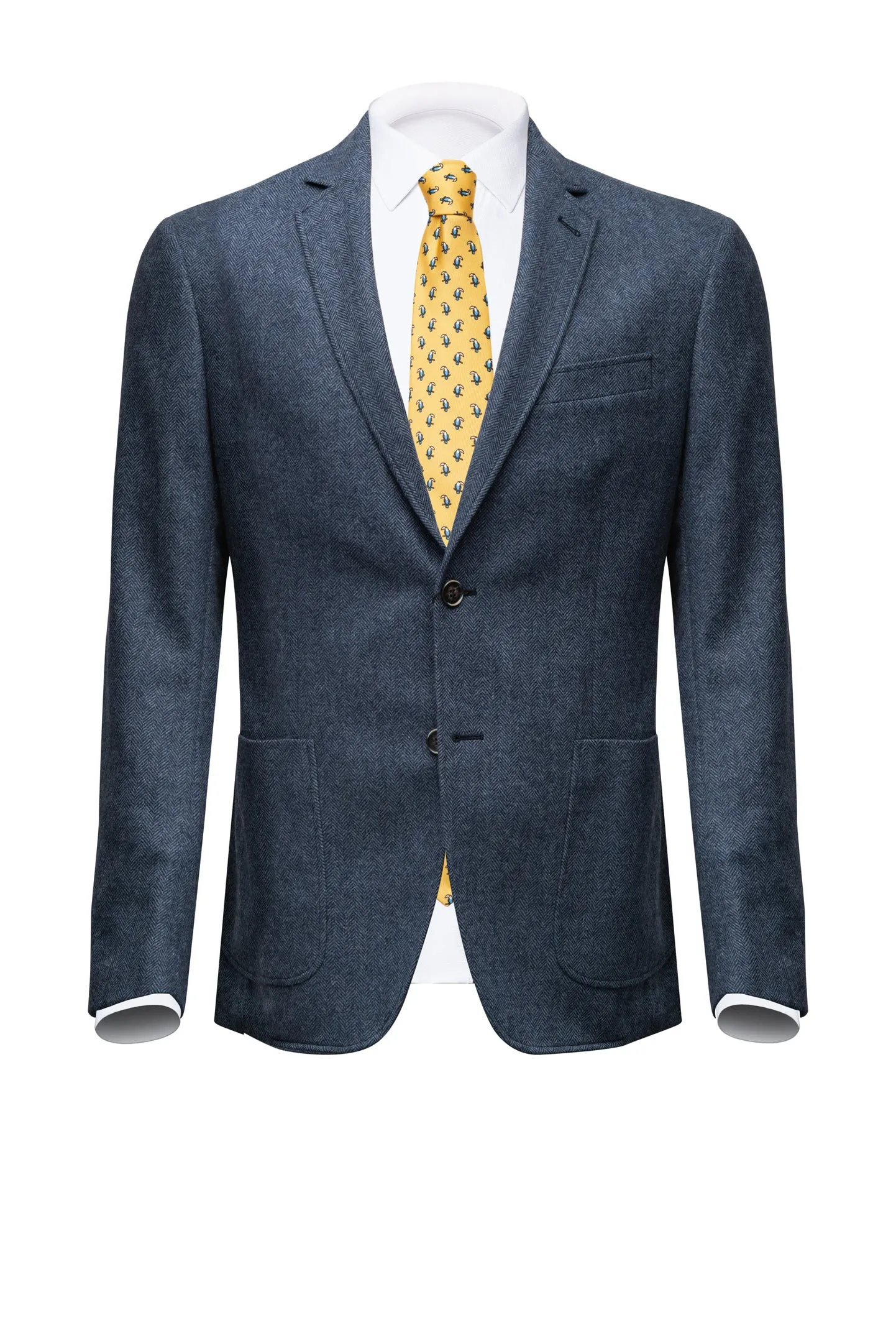 Light Blue Herringbone Wool Blazer