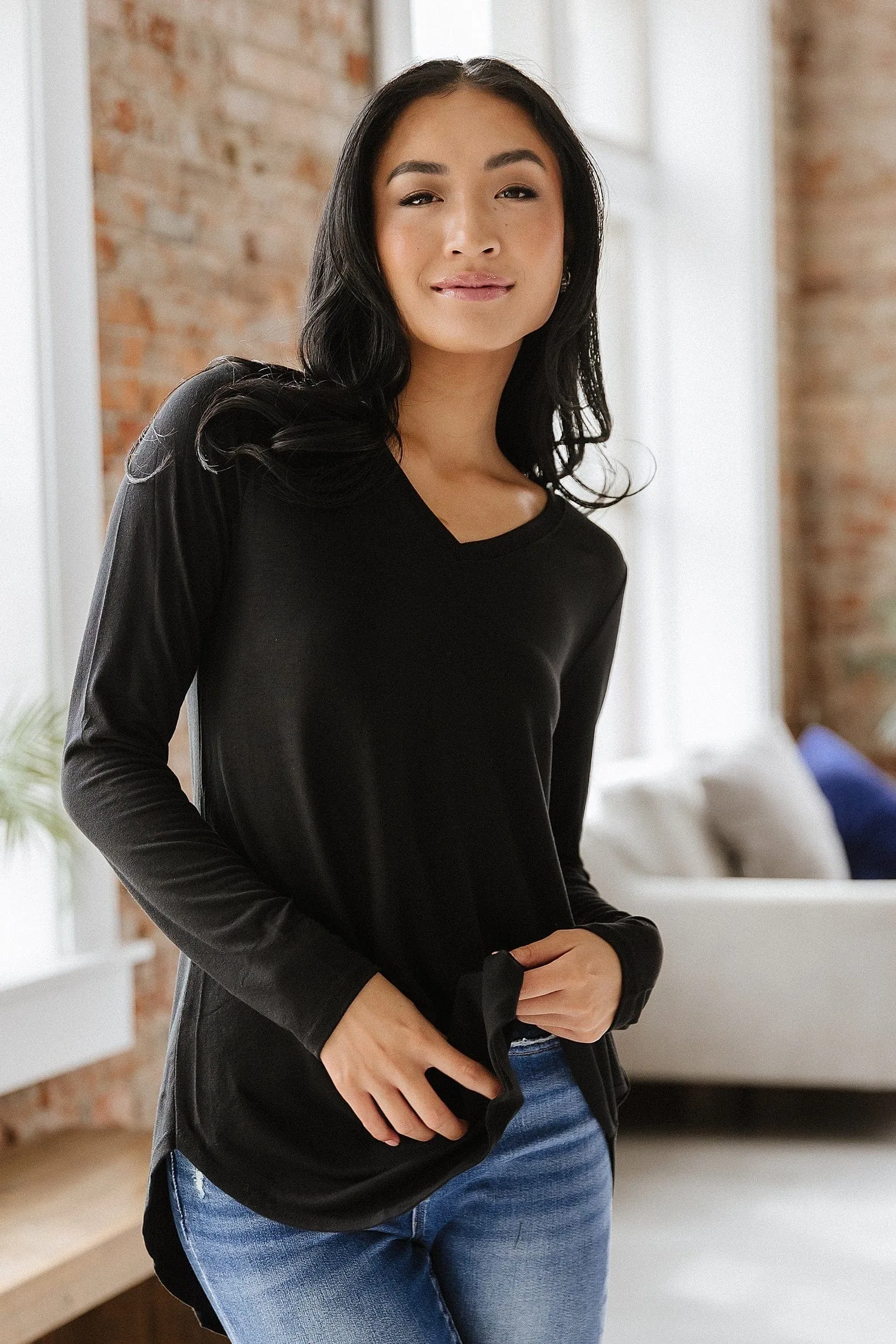 Long Sleeve V-Neck Swing Tunic | S-3XL