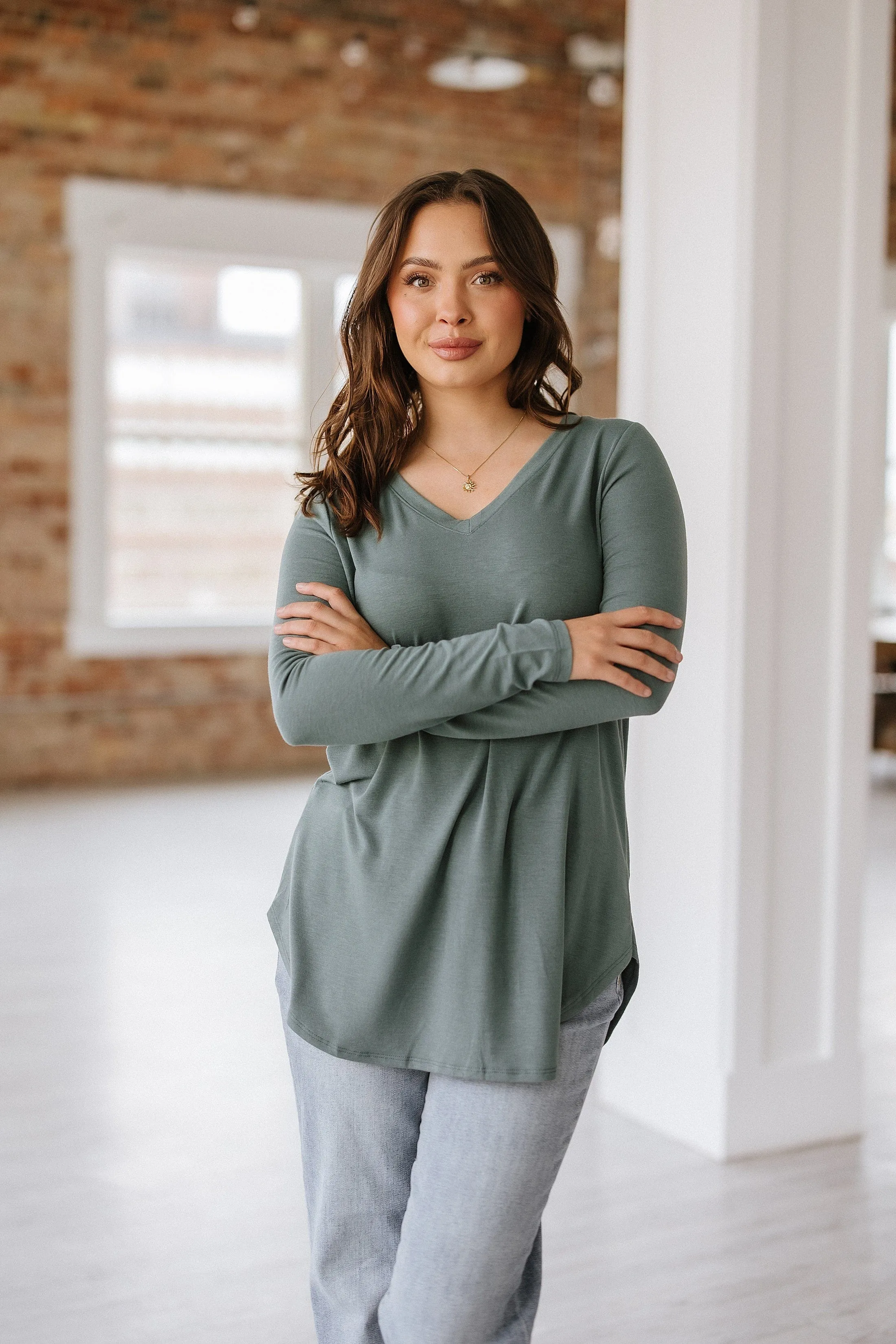 Long Sleeve V-Neck Swing Tunic | S-3XL