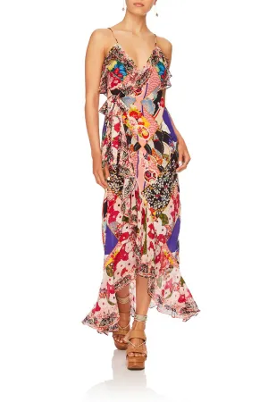 LONG WRAP DRESS W/FRILL POSTCARDS FROM MARS